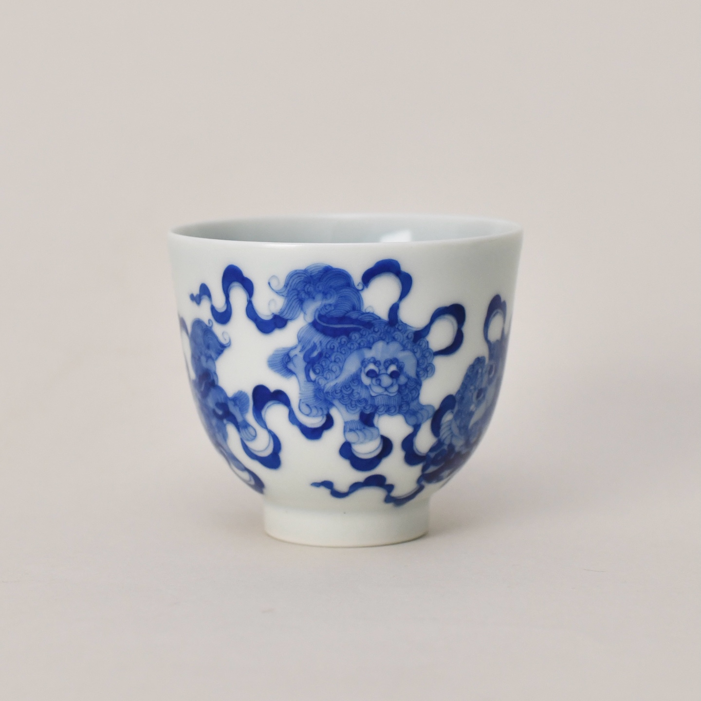 九段烧九段心传四狮高杯景德镇手绘青花节日送礼高端主人杯115ml