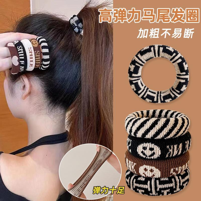 高弹力头绳耐用橡皮筋女复古简约无接缝发绳时尚高马尾发圈扎头饰