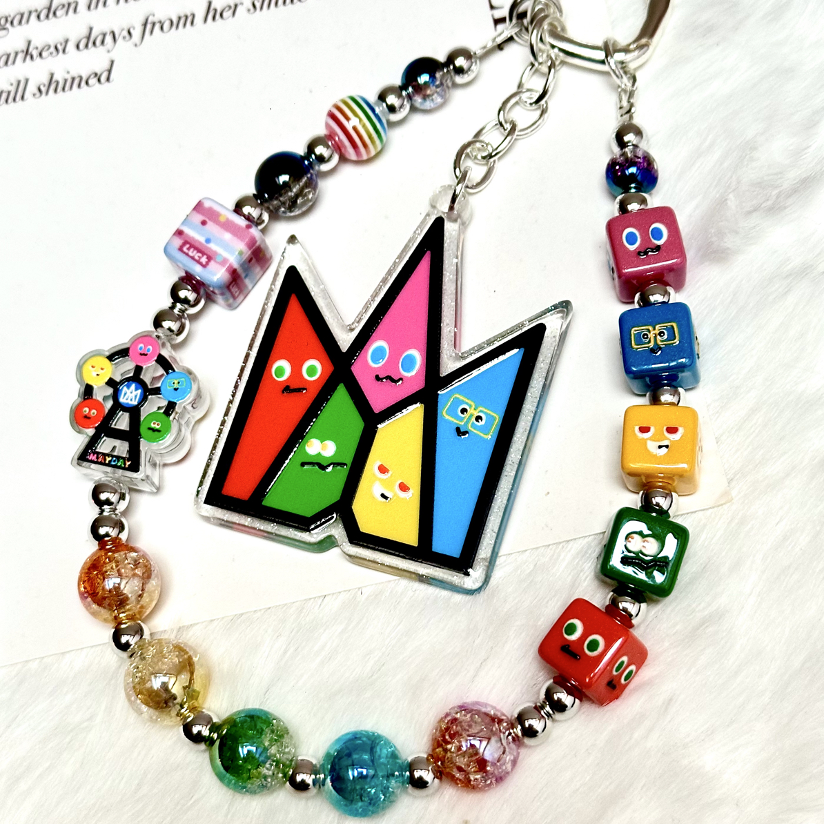 mayday五月天周边 黑彩细闪大团标挂件 手机链