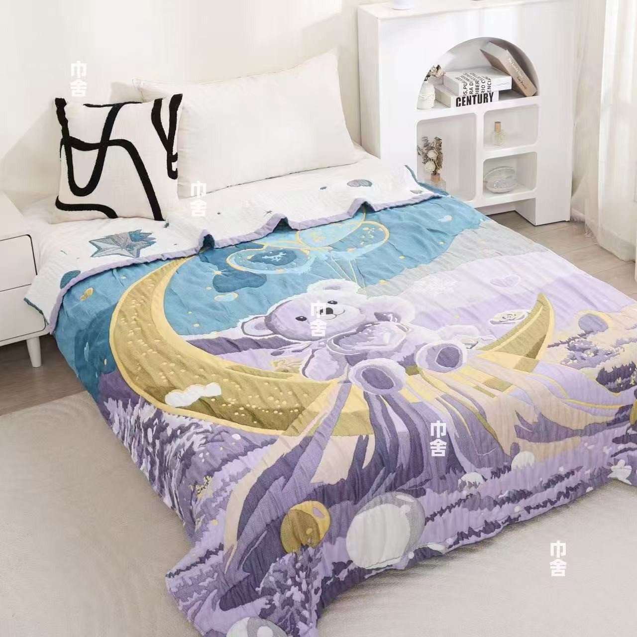 【月光小熊】150*200cm 柔软亲肤卡通泡芙被M