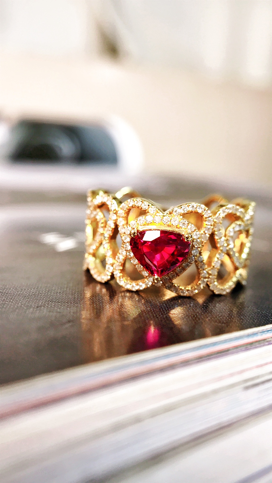 【YiYI】0.74ct鸽血红宝石戒指/18K金南非钻石/附GRC证#YA