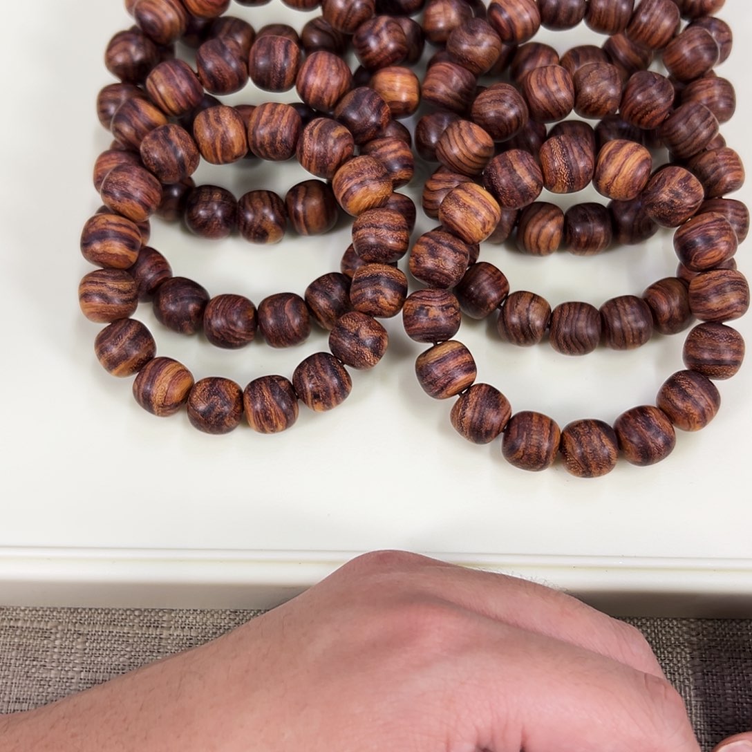 手串/手链黄花梨/降香黄檀14mm桶珠粗抛无胶无腊乱纹