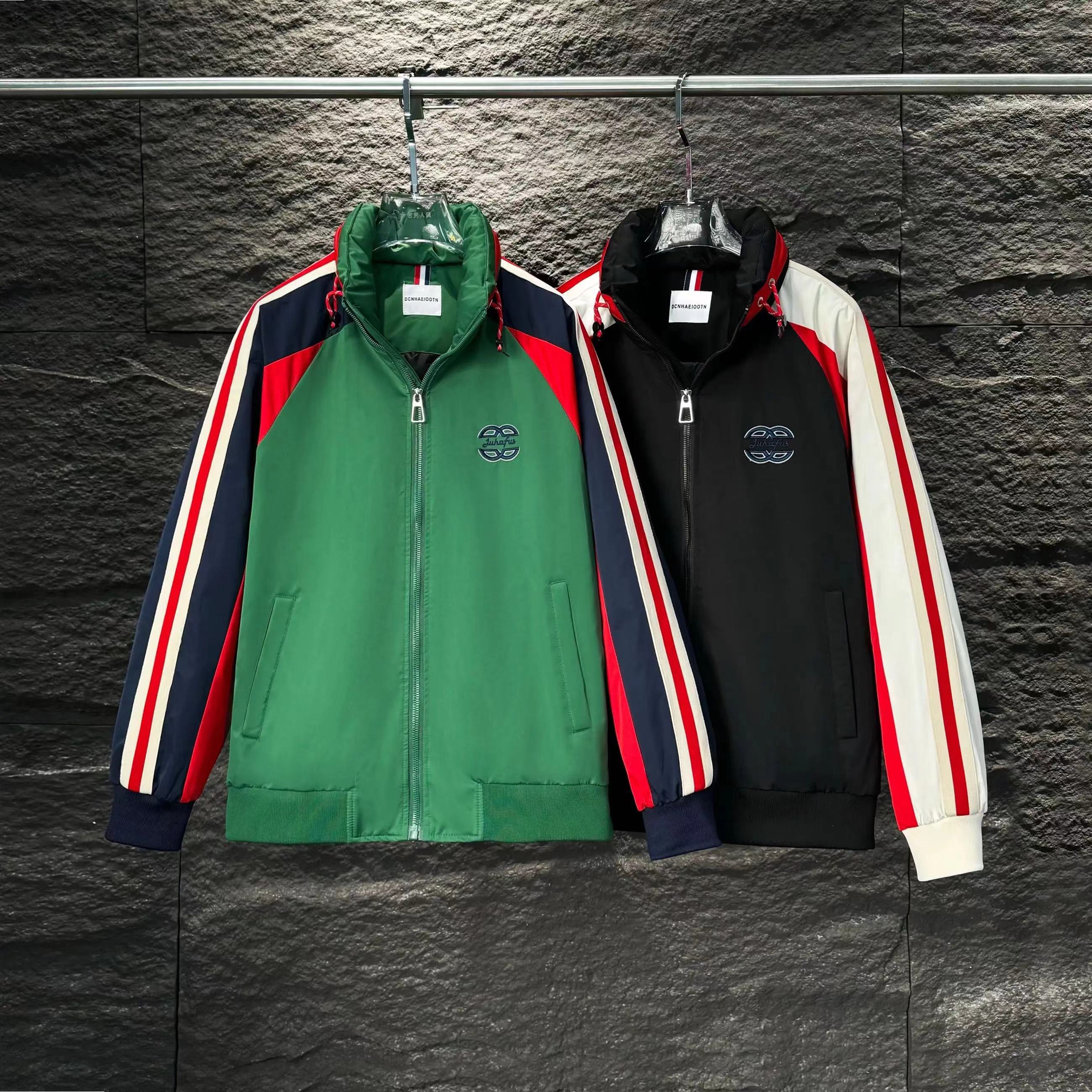 20888（HH）-秋季新款高级感红撞色拼接小标外套