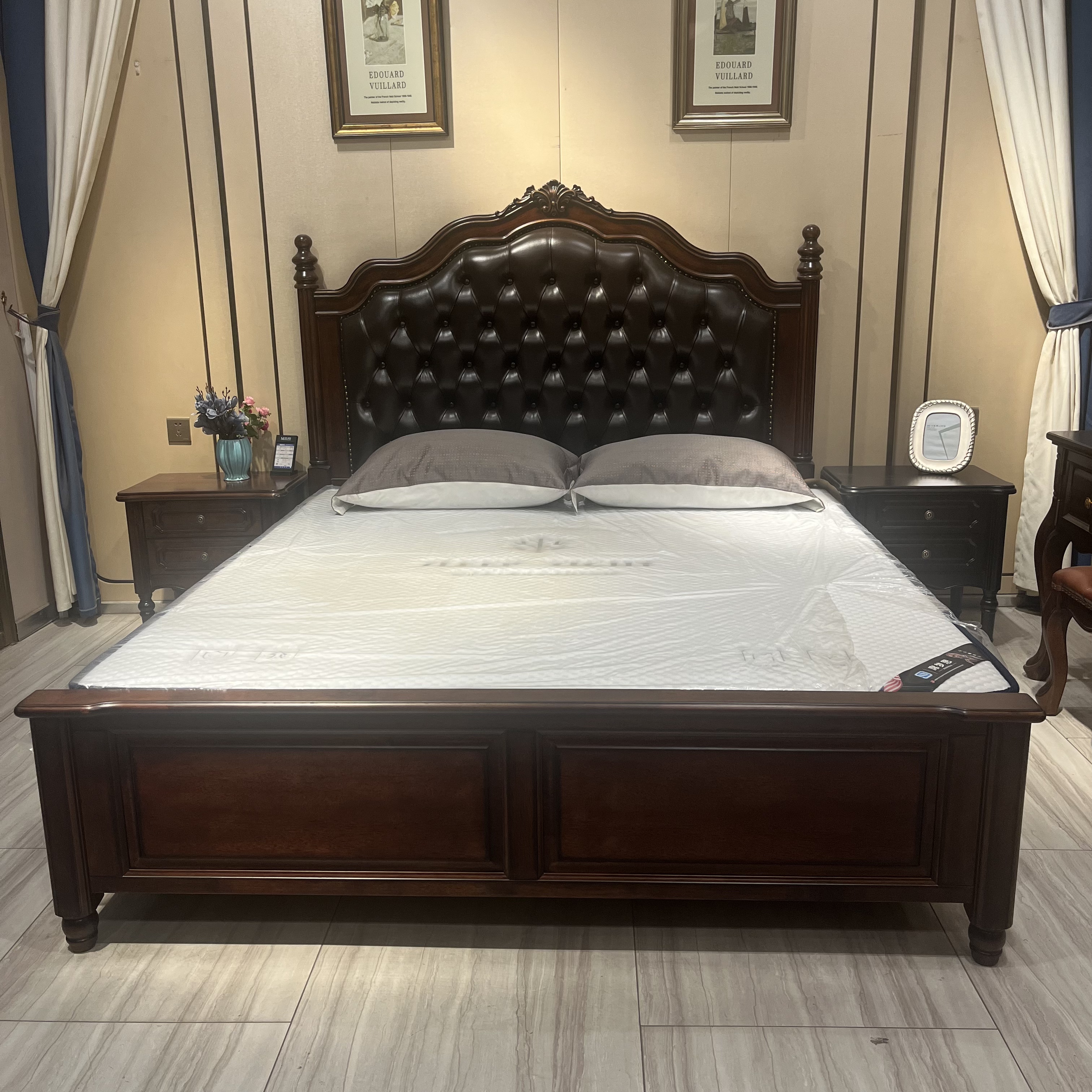 北美进口桃花芯木实木床美式轻奢复古简约中式主卧大床美式实木床