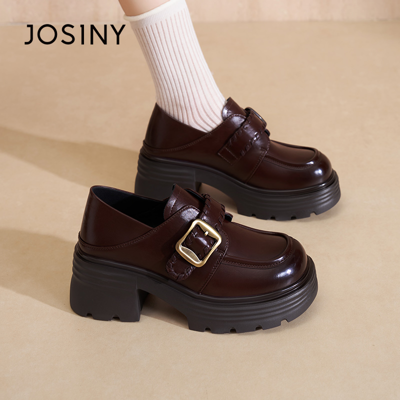 卓诗尼2026春秋学院风薄款厚底秋季乐福鞋圆头休闲风6J2A21871