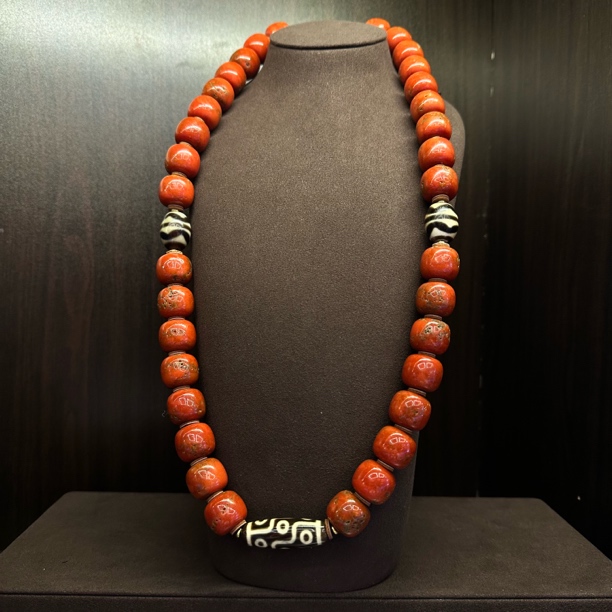 非金属莫桑石手链 红色石头九九配珠