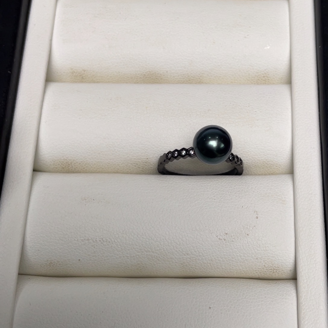 海水珍珠戒圈银S925镶嵌辣***心