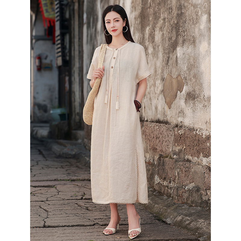 【果缎梅姐专享】2025中长款文艺连衣裙L10386