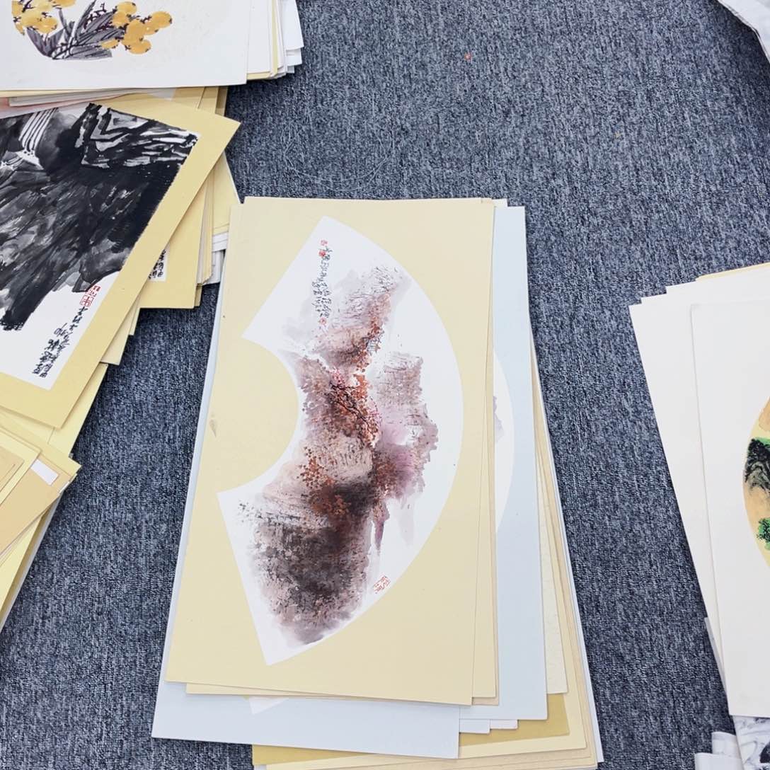 国画幸*哥扇面卡纸作品