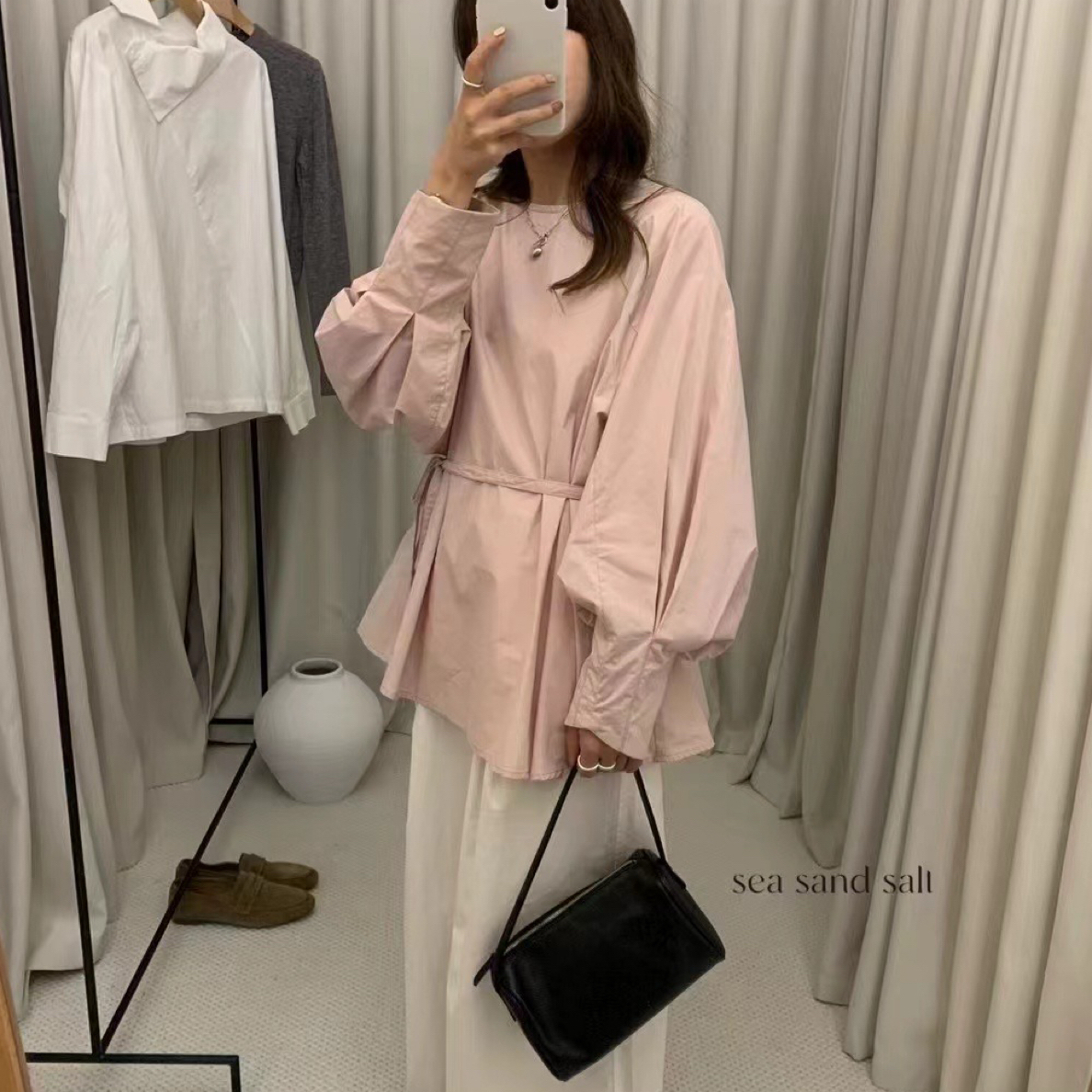 501-550   新款洋气圆领带腰封长款长袖衬衫秋季慵懒风穿搭