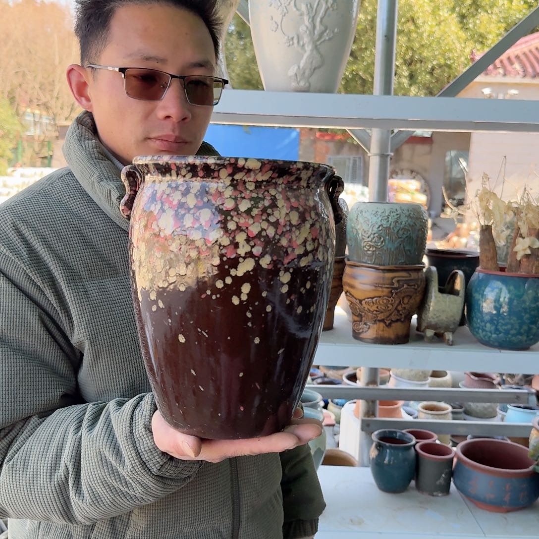 紫砂花盆口19高25（一个镇店之宝红色