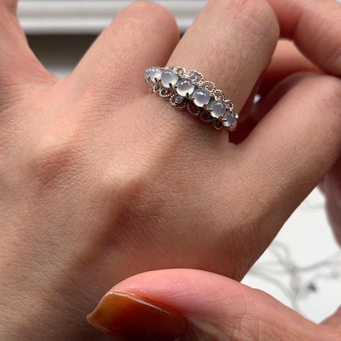 翡翠银S925镶嵌耳饰戒指