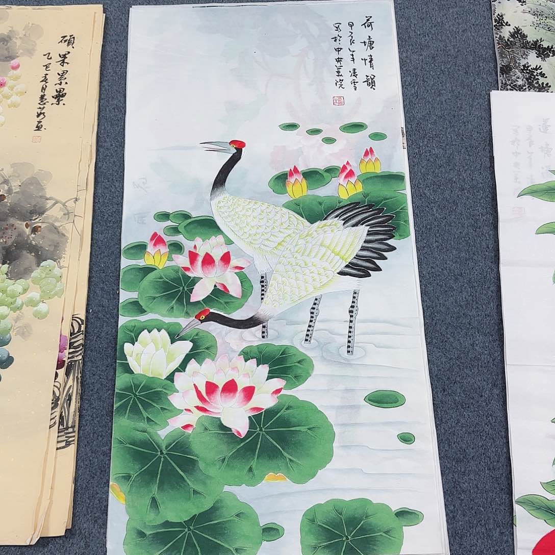 国画尺寸50X100手绘作品 