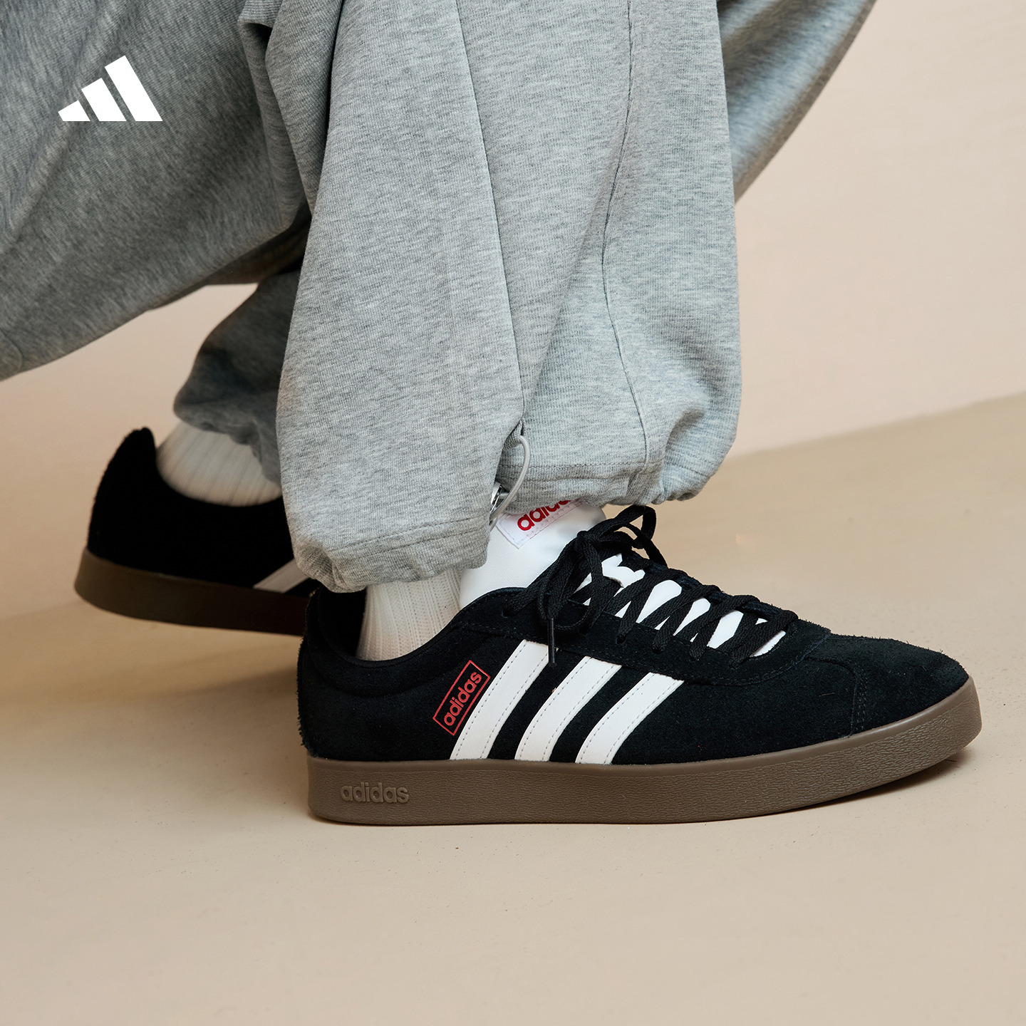 双旦礼遇阿迪达斯「T头鞋」VL COURT休闲板鞋德训鞋男女款 JS3004