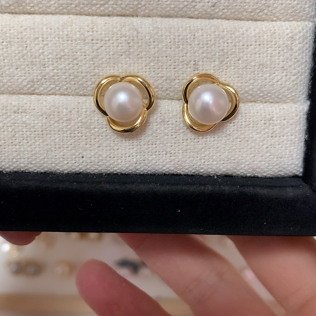 淡水珍珠耳饰合金