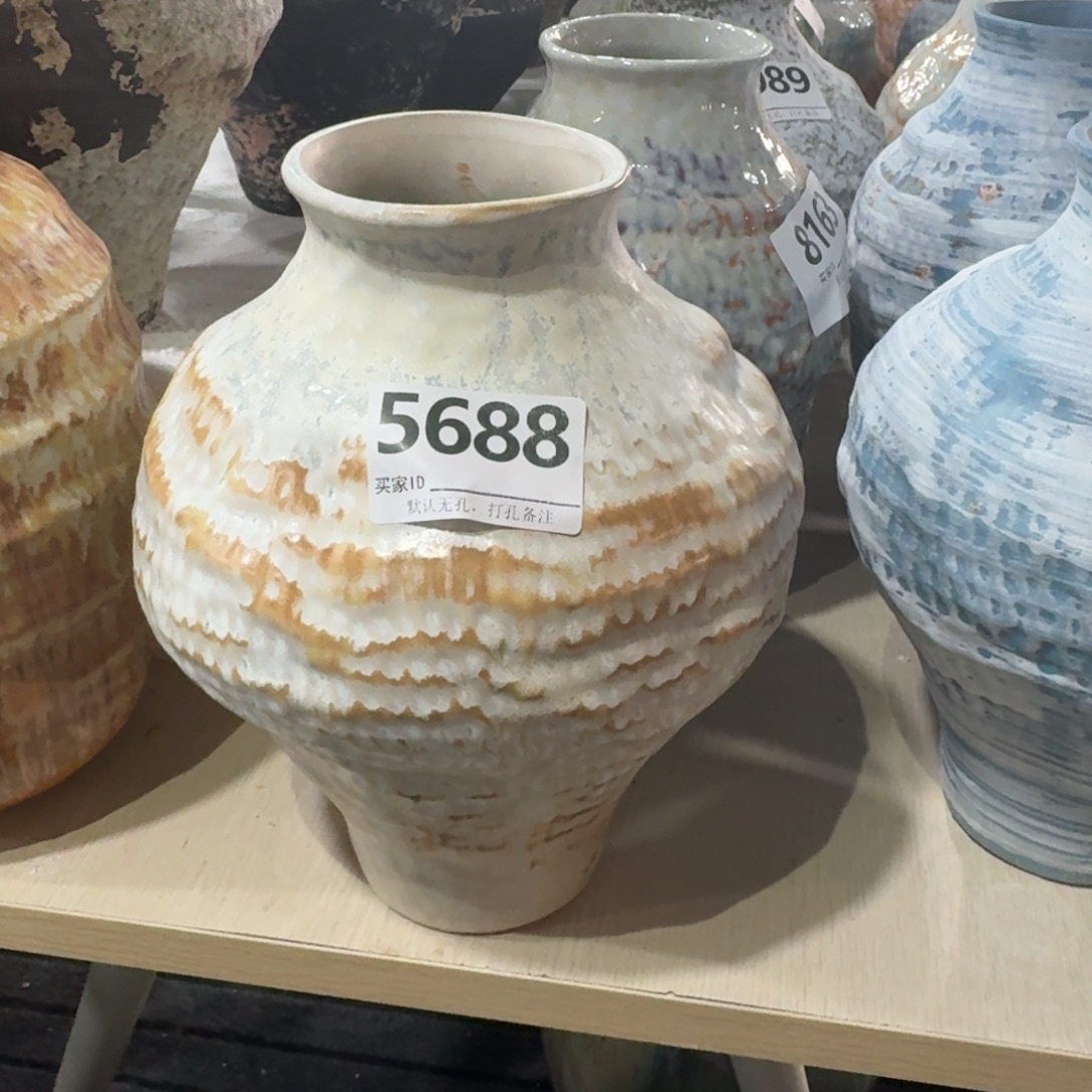 香***静摆件陶景德镇高温花瓶编码5688高28口8默认无孔