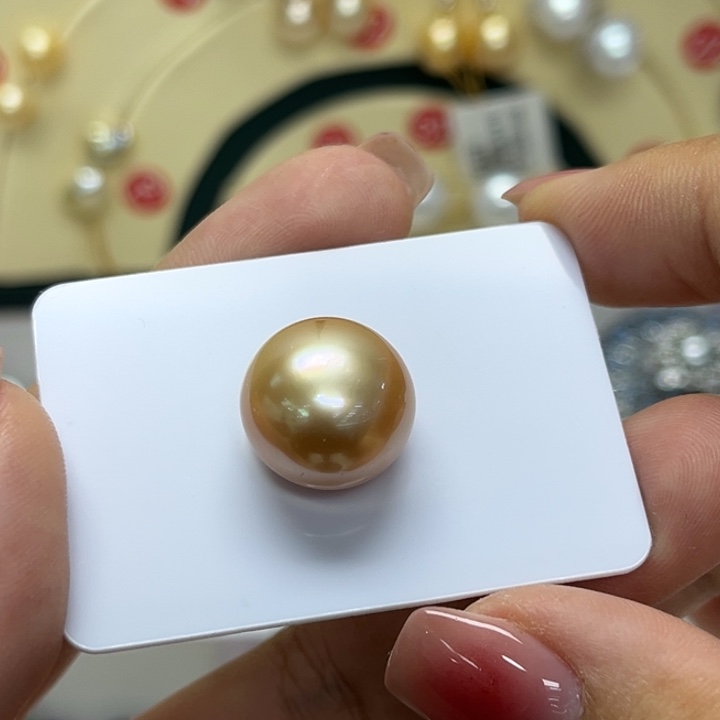 海水珍珠裸珠金珠14-15mm139