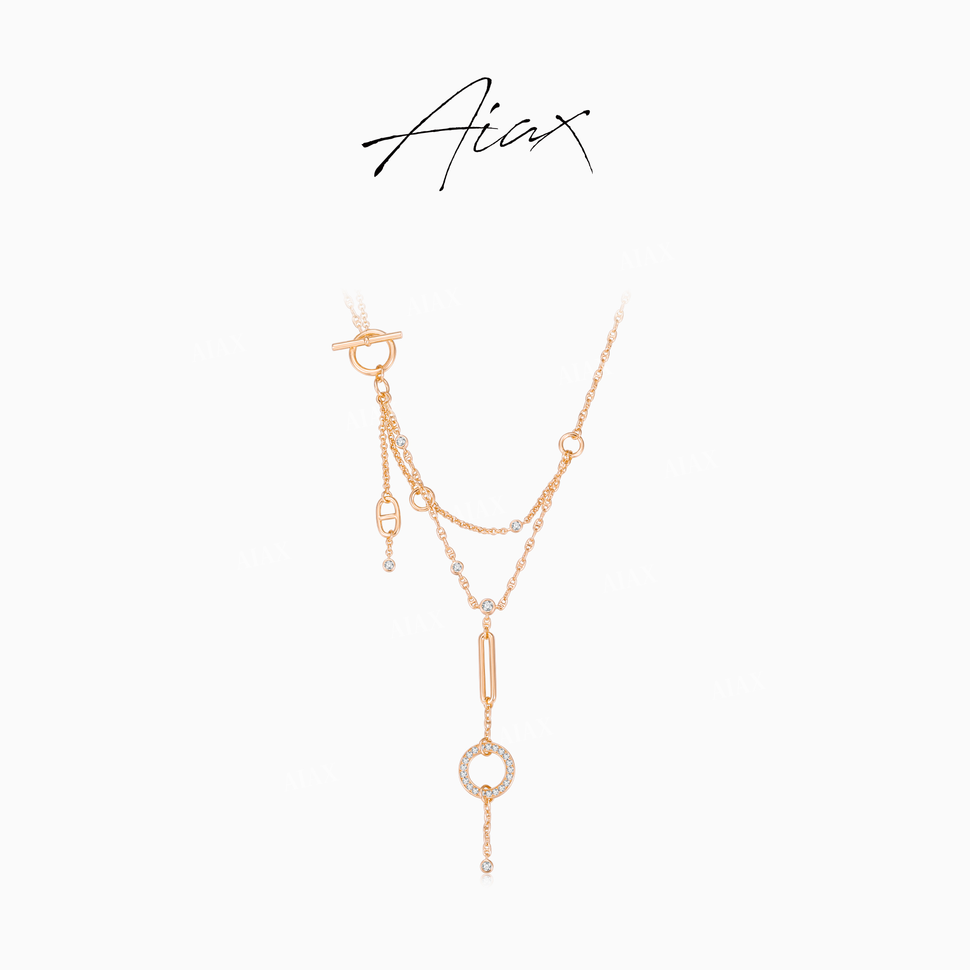 铜合金合成锆石项链 AIAX 精致气质氛围感猪鼻子毛衣项链TSJ9513