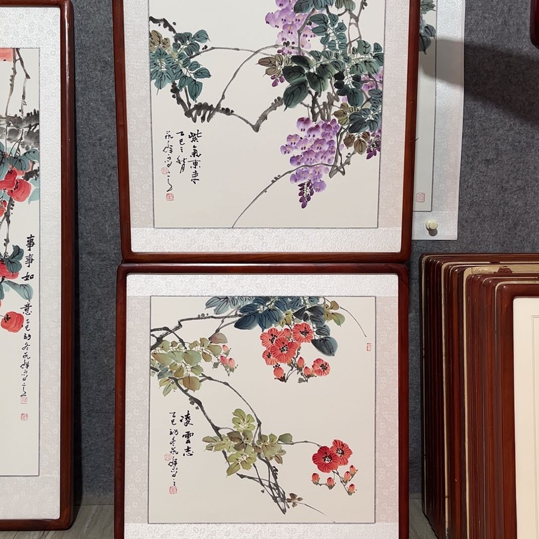 国画书画作品带框63×63
