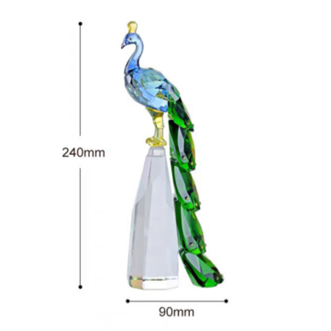 高端K9水晶摆件孔雀摆件
