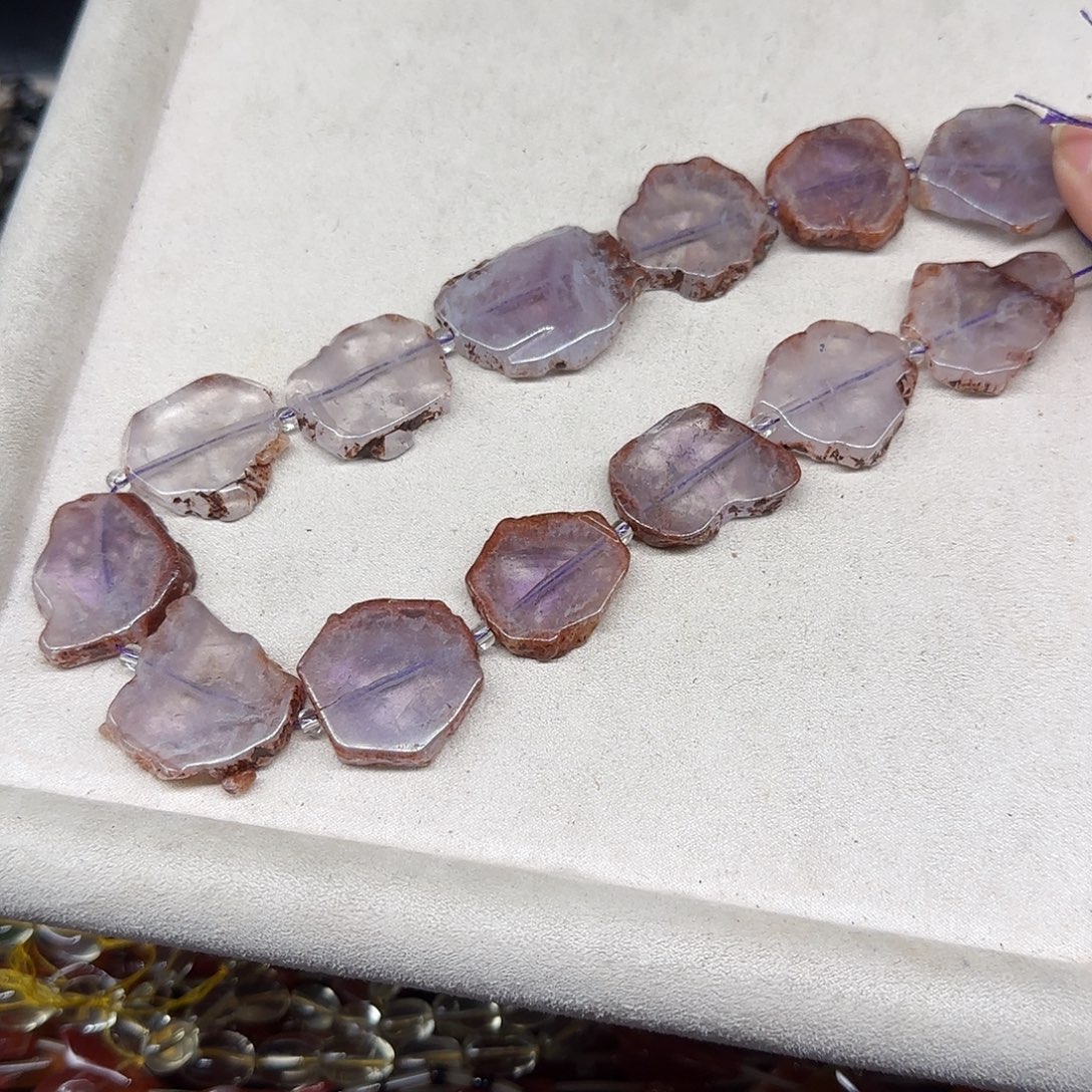 玛瑙/玉髓合金珠宝半成品紫幽灵牌子一条