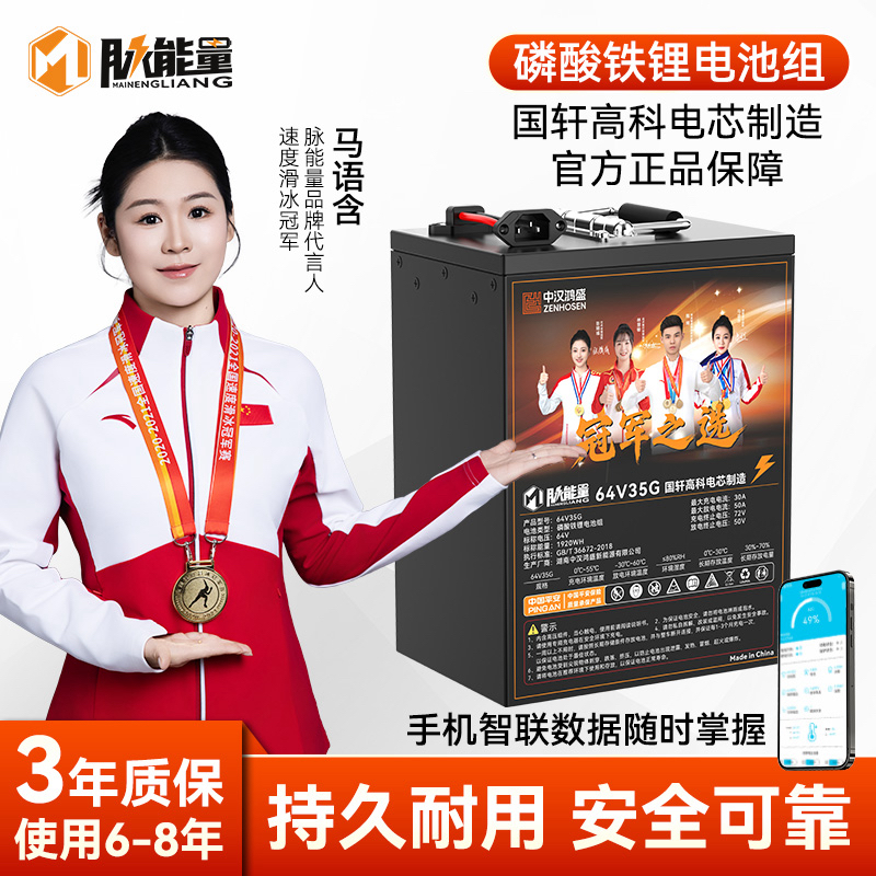 国轩高科脉能量48伏60伏72伏磷酸铁锂大单体两轮三轮电动车带蓝牙