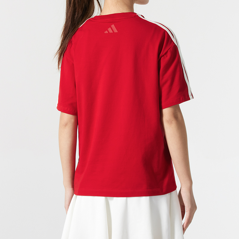 Adidas阿迪达斯情侣款短袖T恤女新年款时尚休闲服圆领上衣 JM8836