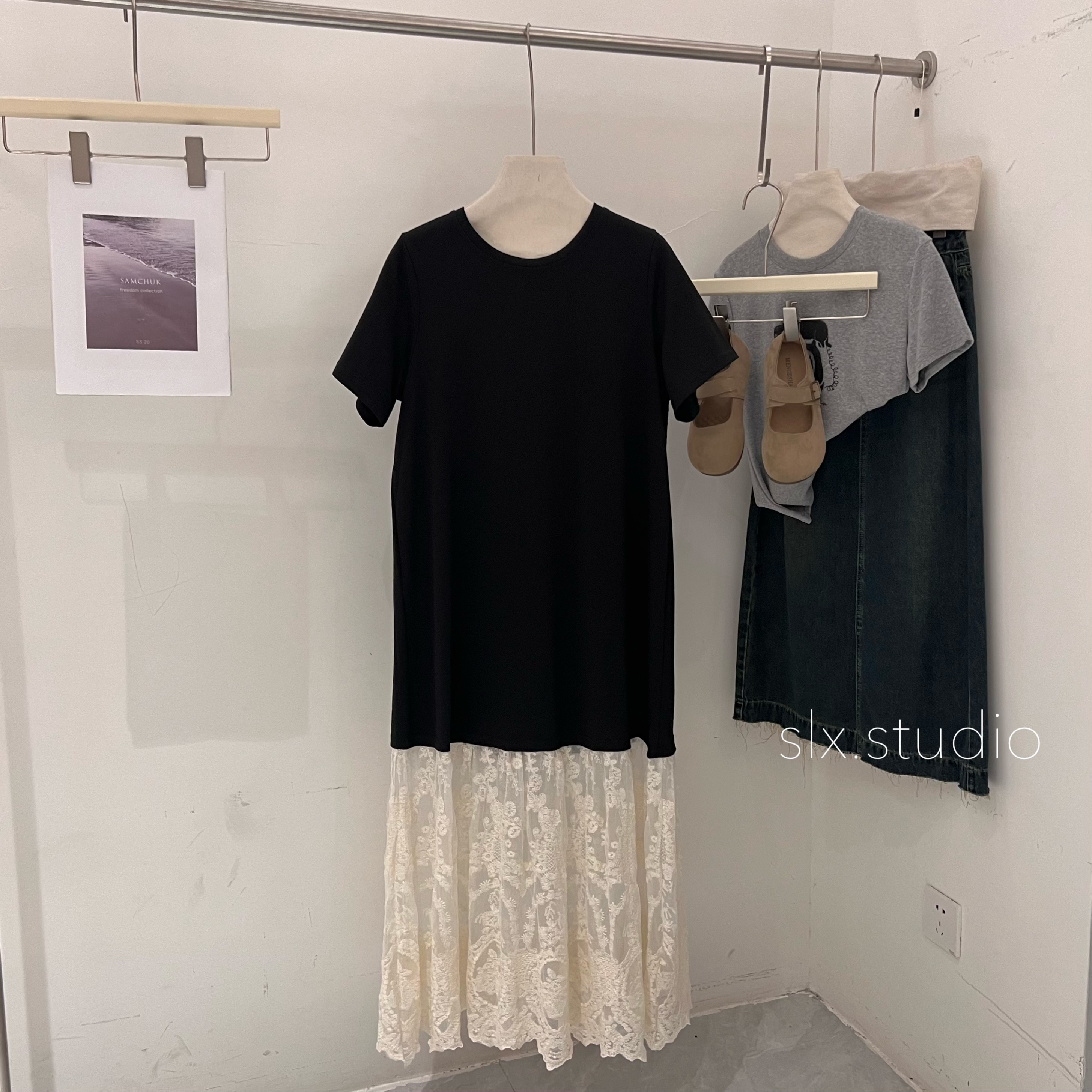 slx@ 5851 拼接连衣裙