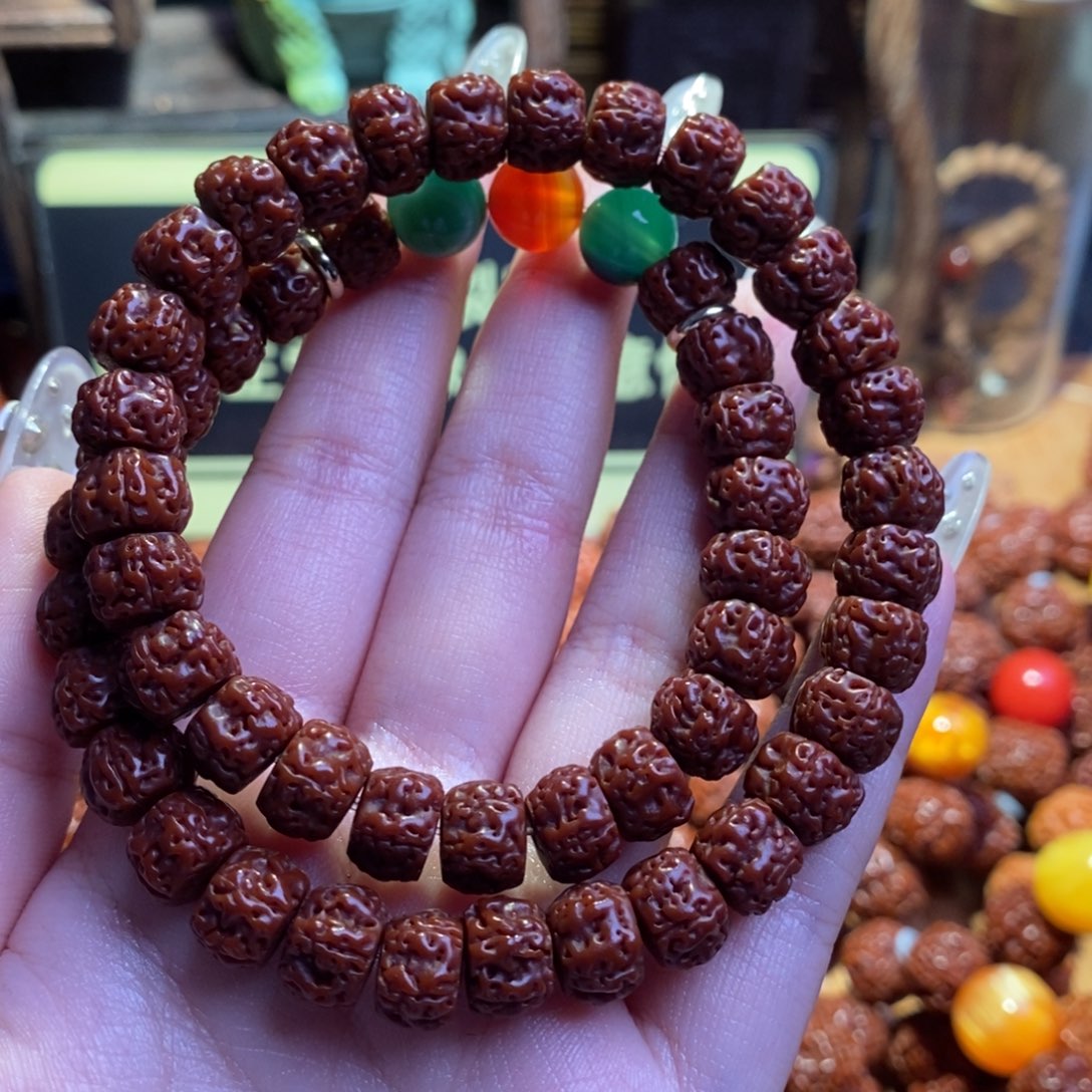 金刚菩提手串9-1双圈配饰老切