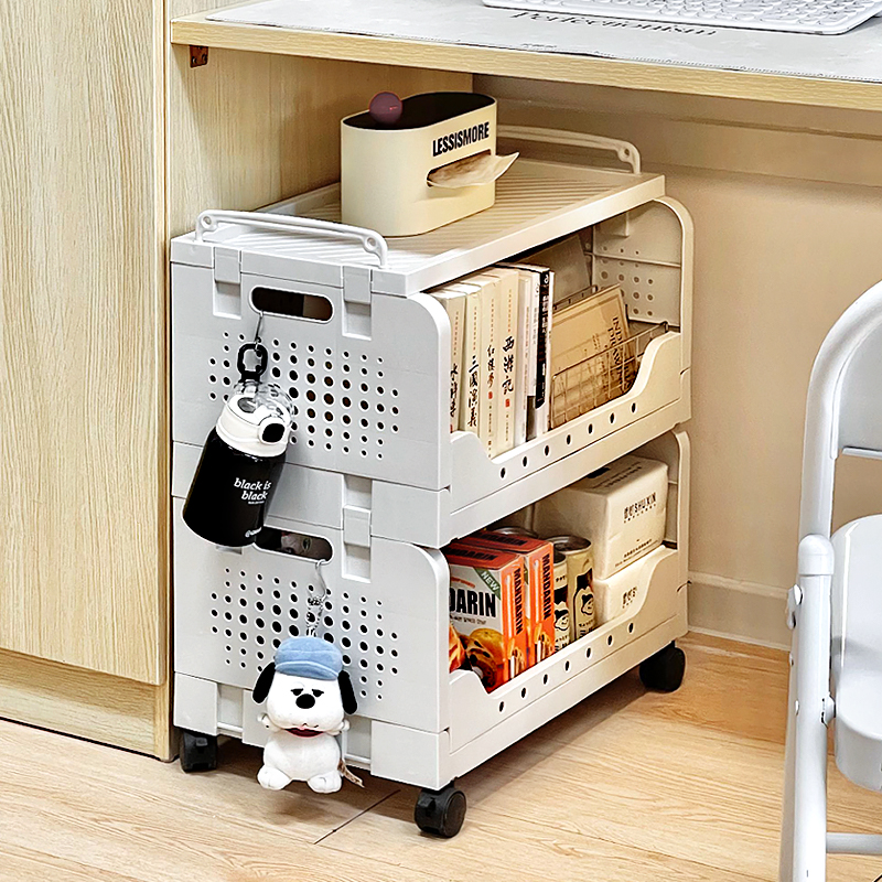 学生宿舍桌下洞洞板小推车书桌底下移动书本置物架落地书架神器