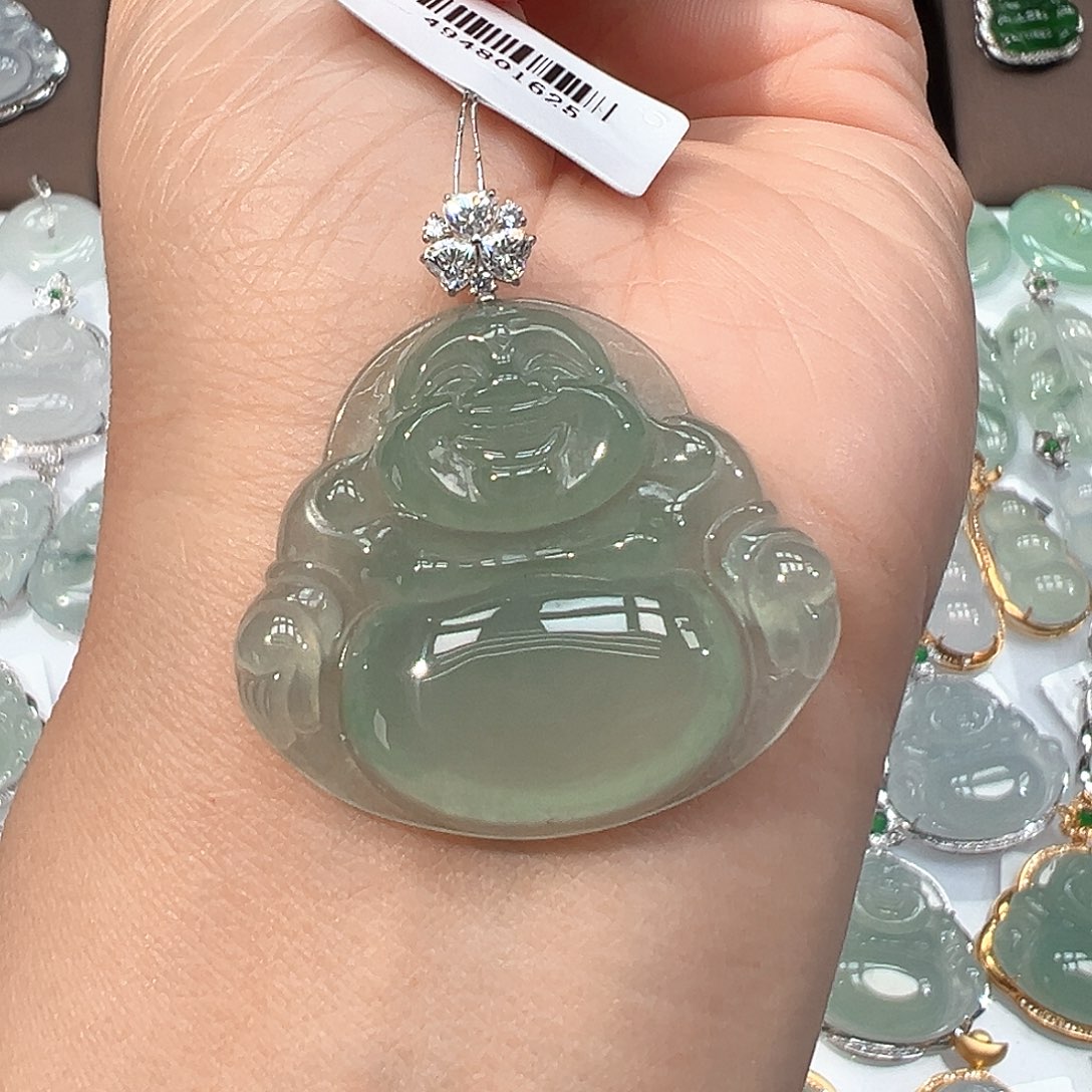 翡翠18K金镶嵌吊坠(不含链)