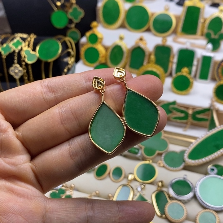 钛钢时尚金枝玉叶耳坠子