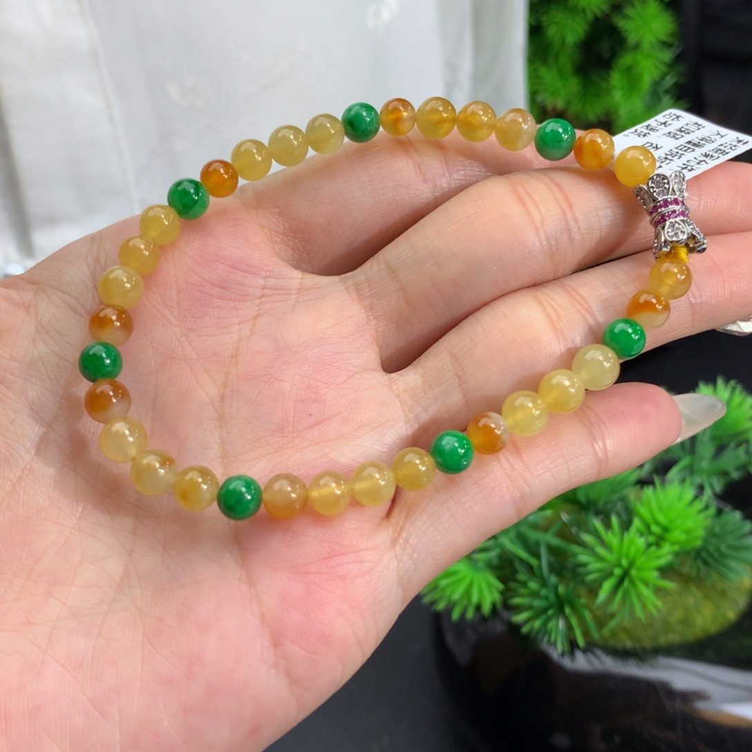 未镶嵌翡翠手链卡5冰胶黄翡手串