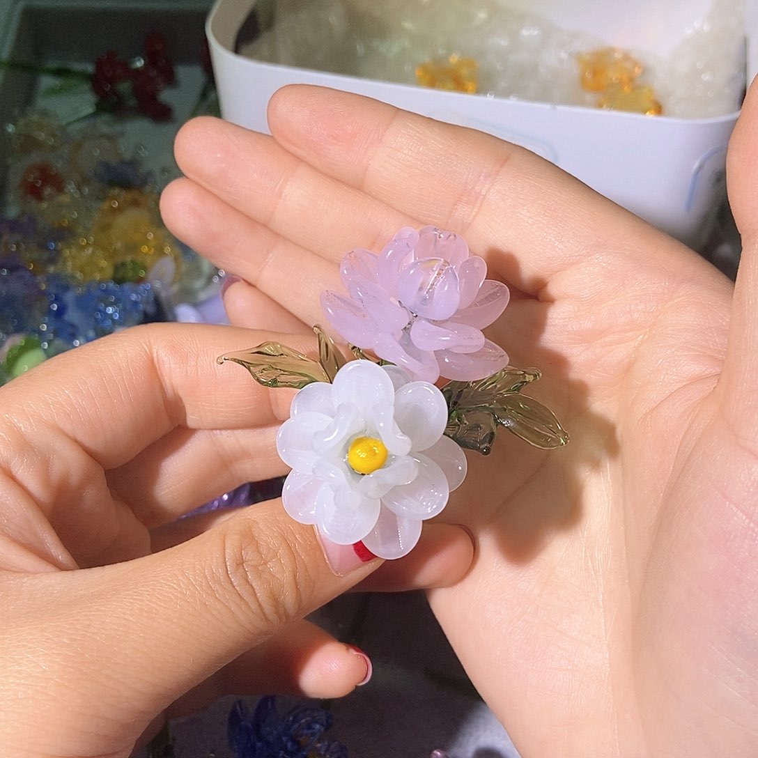 琉璃手工艺品福***?牡丹