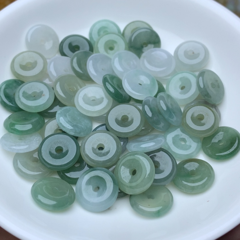 【闪购商品】翡翠手链未镶嵌卡12冰胶平安扣10颗