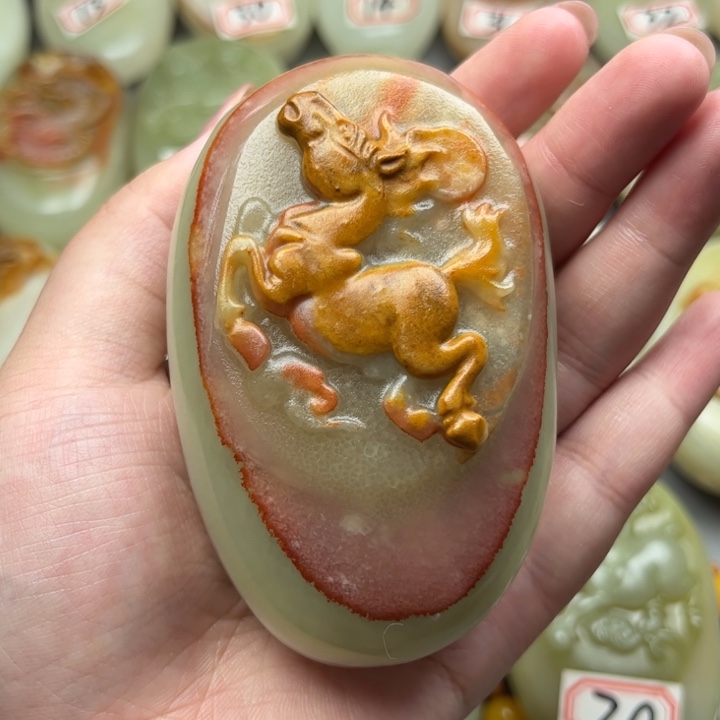 石材方解石手把件