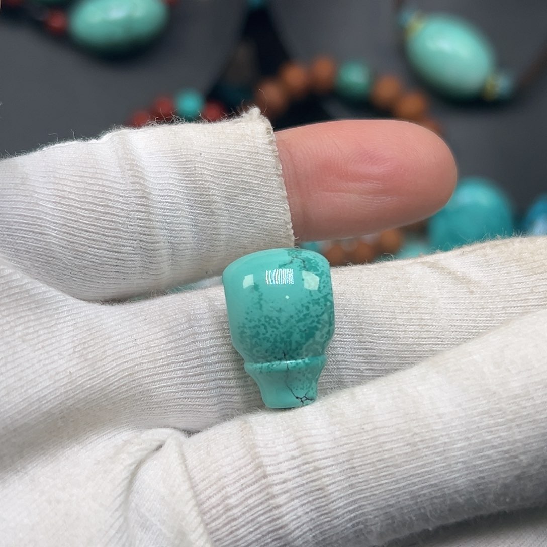 绿松石珠宝奇石未镶嵌豆***养