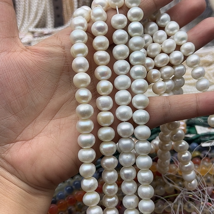 玛瑙/玉髓未镶嵌珠宝半成品半条10mm左右极光珍珠（拍2发1）