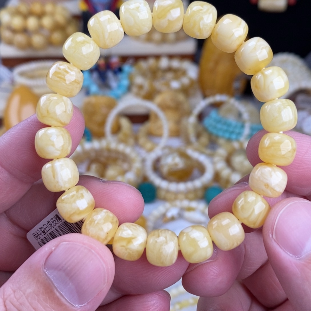 蜜蜡未镶嵌手链瓷白妖花蜡实10mm