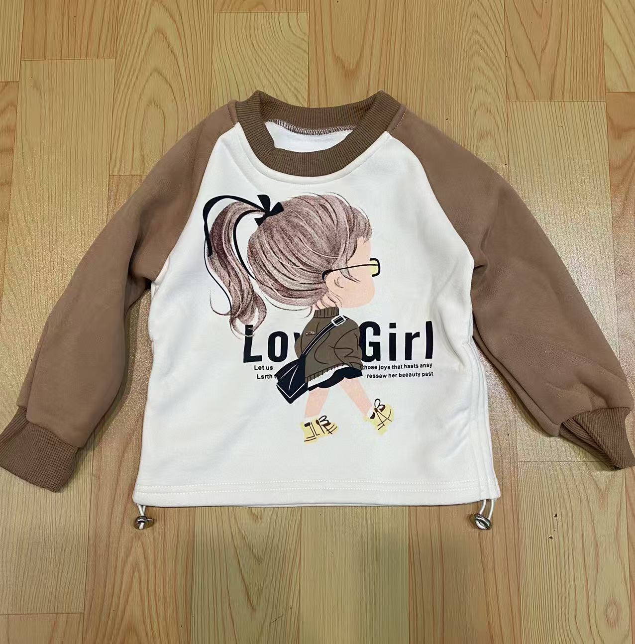 中小童婴儿衣服小女孩加绒秋冬卡通款小公主长袖女宝宝卫衣