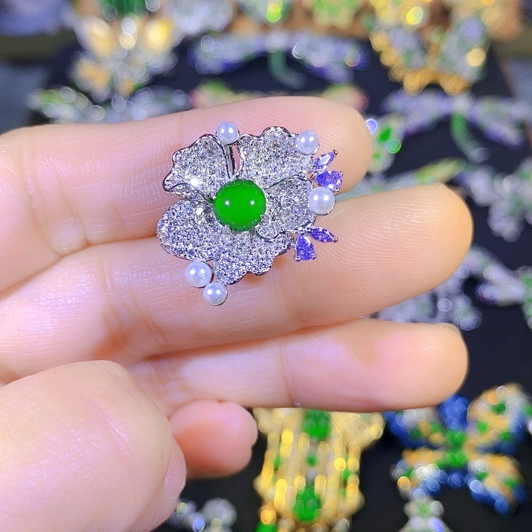 吊坠(不含链)银S925镶嵌翡翠