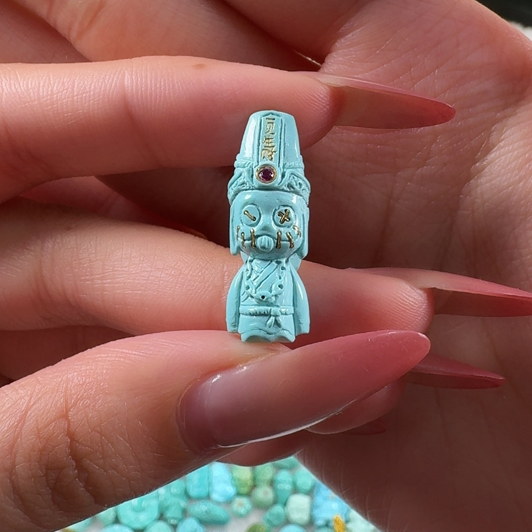 绿松石未镶嵌吊坠(不含链)白无常