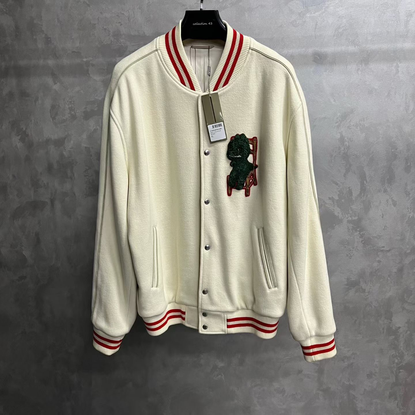 99新 DIOR/迪奥 24字母Logo卡通图案刺绣条纹单排扣长袖棒球服/Xl