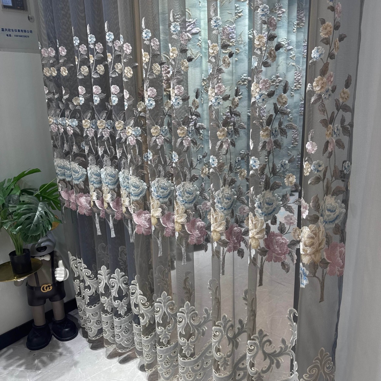 新中式欧式风格富贵牡丹刺绣可定制高端客厅卧室窗帘