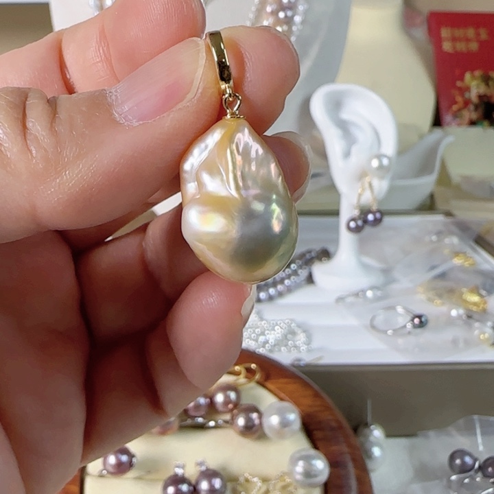 淡水珍珠飘金巴洛克大巴有一处生长纹银S925镶嵌