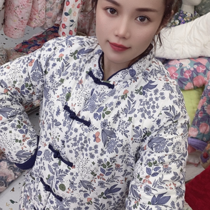 女士对襟盘扣棉花棉袄复古中式设计