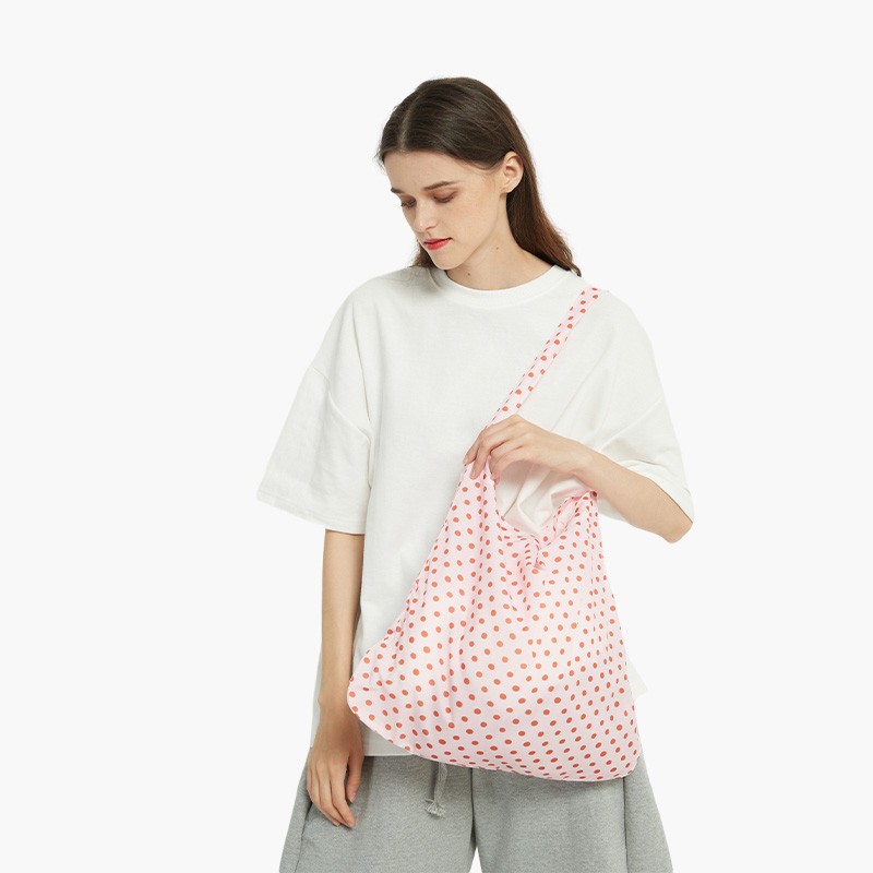 BIKKIE粉色波点 简约大容量单肩包斜挎包明星同款百搭布袋子