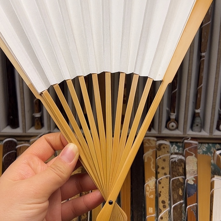 扇子精工玉竹双合青