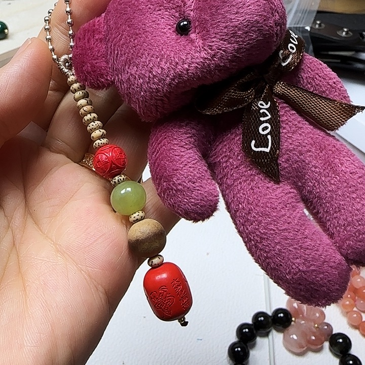 蛇纹石玉未镶嵌珠宝半成品钥匙扣