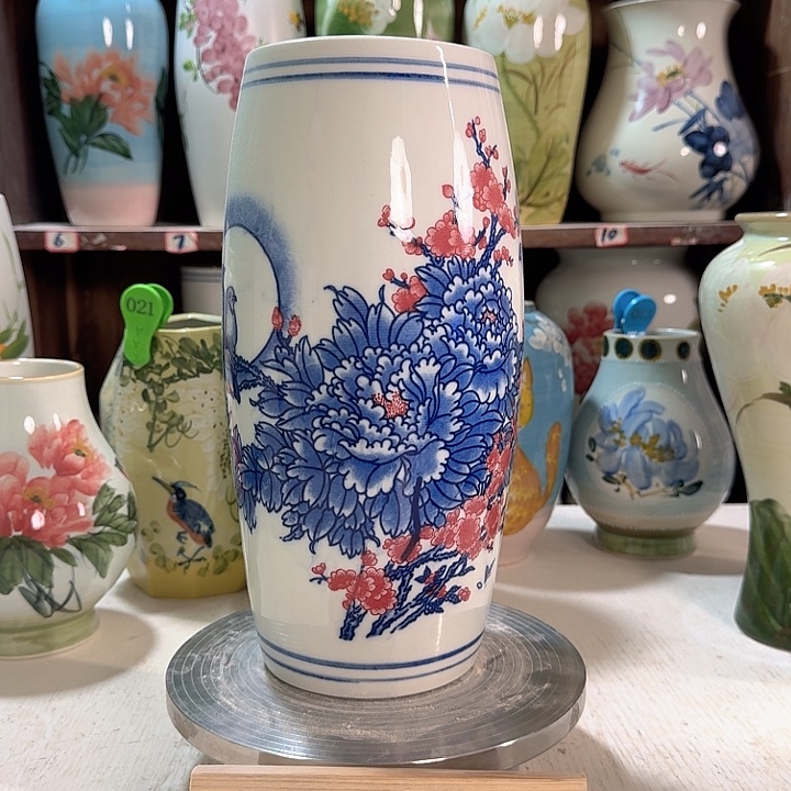 高33腰鼓青花红牡丹新款新款陶瓷陶瓷陶瓷